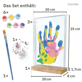 Fingerprint Set: Family Handprint Set - 6 Finger Paints and Stand - Handprint Set Family - Baby Print Set - Paw Print Set Cat and Dog Paw Print - Baby Footprint Set - Inovida