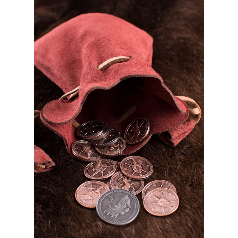 Battle-Merchant Leather Bag Money Cat Purse Made of Suede Viking
