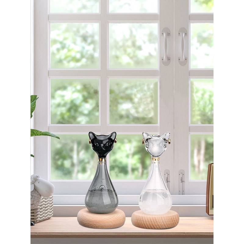 Weather Predictor Cat Bottle Black Ergonomic Rugged Glass Weather Predictor