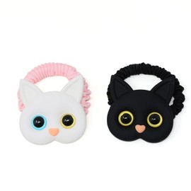 yueton 2 Pack Cute Cat Resin Bands Unique Different Pupils Cat Hair Bands High Ponytail Holders for Women Thick Tin Hair