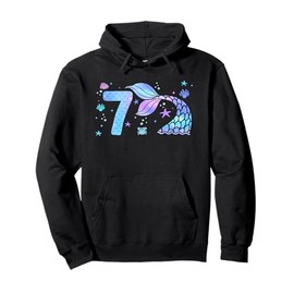 7th Birthday Shirt Girl Seven 7 Year Old Mermaid Bday Party Pullover Hoodie