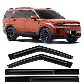 ISINLASSO Tape-On Rain Guards Fit for Santa FE 2024 2025 Black Extra Durable Shatterproof Side Window Deflectors, Vent Window Visors, Wind Deflectors - 4 PCS