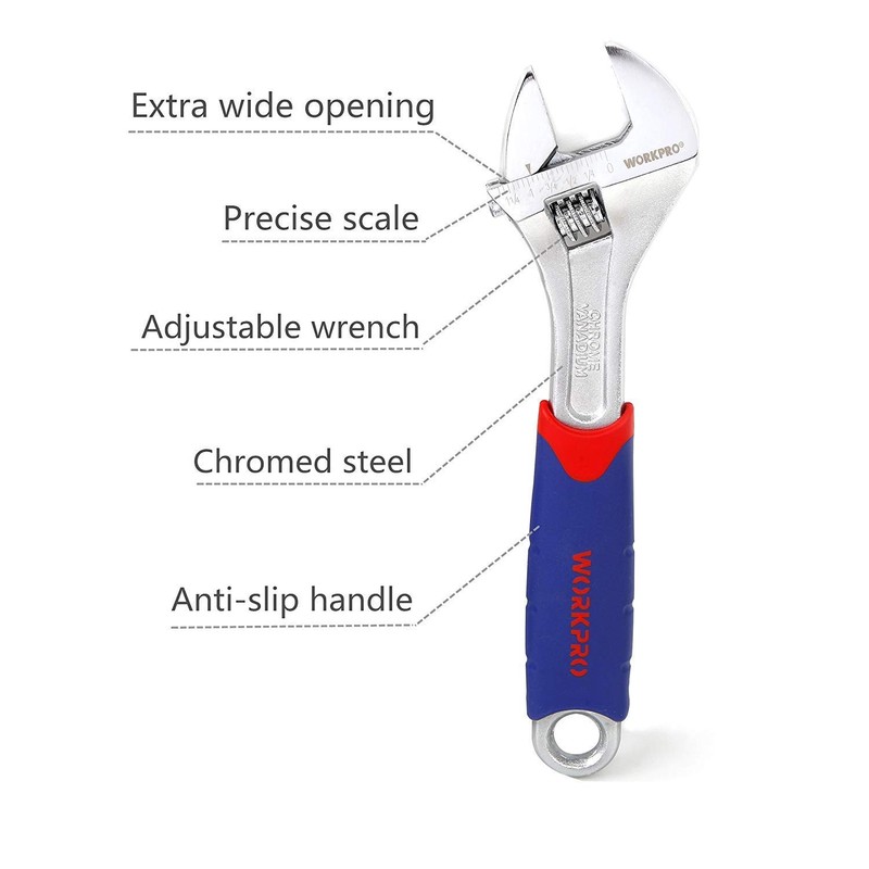 WORKPRO WORKPRO Adjustable Spanner Set 3-Piece, Metric and SAE Wrench
