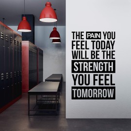 The Pain you Feel Today Will Be the Strength You Feel Tomorrow Motivational Gym Wall Decal Quote for Home Gym Yoga Exercise Fitness Workout Inspirational Wall Art Office Decor Vinyl Sticker Gift (Large)