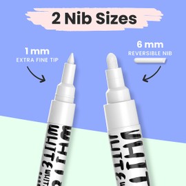 Chalkola Chalk Pens for Blackboard, Washable, White, 6 Chalk Markers, White, 1 mm and 6 mm Tip, Chalk Pen White for Windows, Blackboard, as Glass Pen, Chalk Markers for All Ages