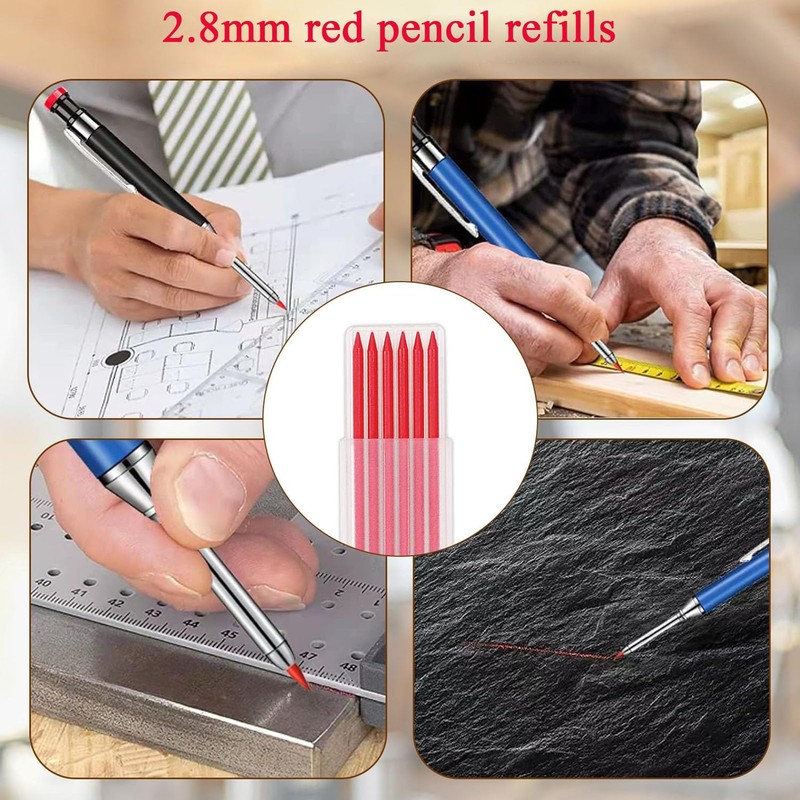 DuDuZui Red Deep Hole Marker Pencil Set, 36 Pencil Leads