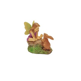 Treasure Gurus Bunny Rabbit Fairy Girl Garden Decor Miniature Figurine Dollhouse Accessory