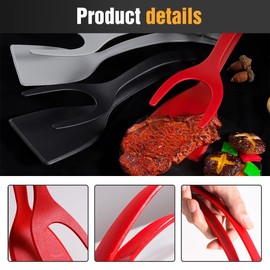 2 in 1 Grip and Flip Spatula Tongs, Flexible Nonstick Nylon Egg Flipper Fish Spatula Pancake Spatula French Toast Omelet Making Tool for Kitchen Cooking Baking (Green)