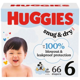 Huggies Size 6 Diapers, Snug & Dry Baby Diapers, Size 6 (35+ lbs), 66 Count, Packaging May Vary