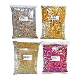 Té de Manzanilla Lavanda Calendula y Rosa de castilla Kit de 100g c/u en bolsas separadas - Tierra de Colores