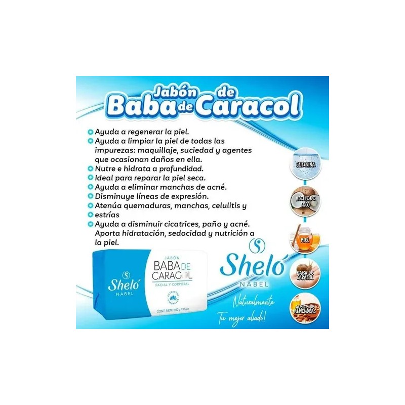 6 Jabones Baba De Caracol Sheló Nabel Rejuvenecedor 100g