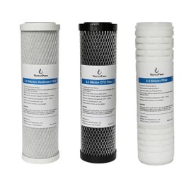 Replacement Water Filters Three Pack, 10 Inch, 2.5 x 10”, include 5.0 Micron Rust Filter, 0.5 Micron Coconut Shell Carbon Block, 0.2 Micron Filter