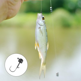 TIXIPEM 1/6 oz Ned Rig Jig Heads [10PCS] - Mushroom Head Shroom Jigs Use for Bass Fishing&Finesse Fishing - [Black-1.2IN] Jig Heads