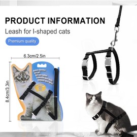 Cat Harness with Lead, Adjustable Harnesses, Cat Lead, Nylon Harnesses, Cat Lead, Cat Harness, Escape Proof, 120 cm, Escape Proof Cat Vest with Lead for Kittens, Puppies, Rabbits