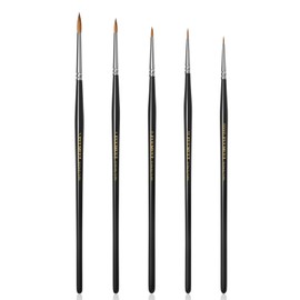 Kolinsky Professional Red Sable Brush - 5 Pieces Professional Kolinsky Artist Brush Set No. 5/0, 2/0, 0, 1, 3 for Watercolour, Model Making, Miniature Figures etc. | Kolinsky Miniature Series | Real