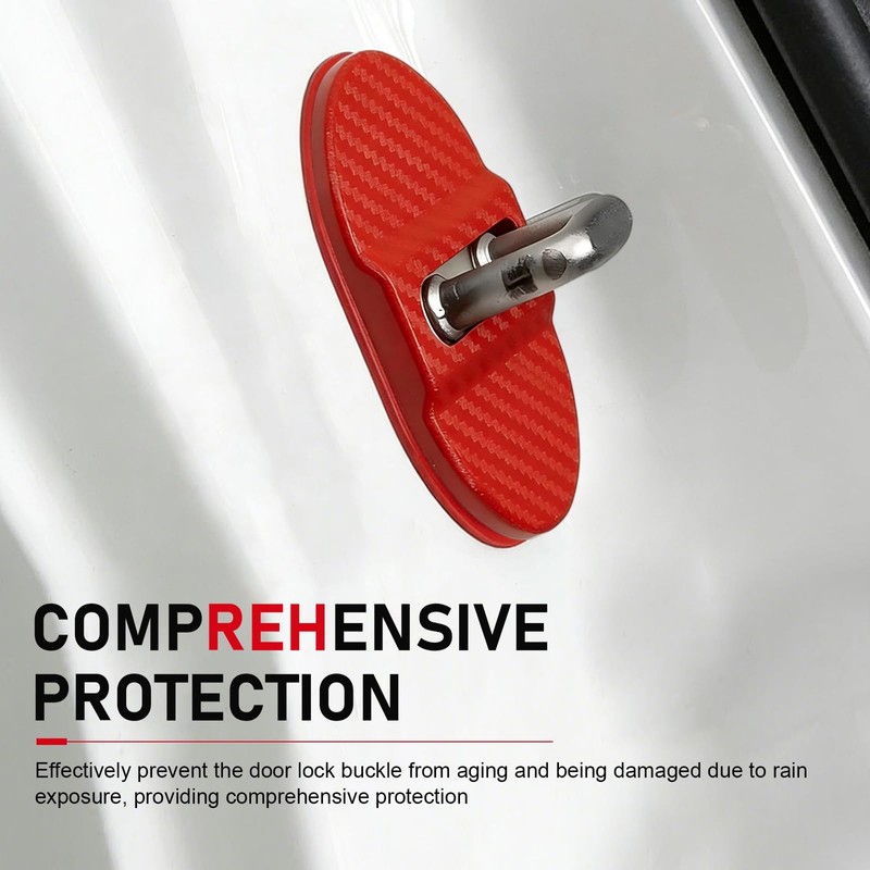 Dogary 4 PCS Car Door Lock Latche Covers, Carbon Fiber