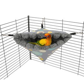 Wontee Bird Nest House Winter Warm Hanging Hammock Bird Bed Snuggle Hut for Parakeets Budgies Caique Conures Cockatiels (Large, Grey)