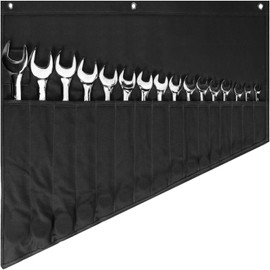 Wrench Roll Organizer, 16 Pockets Wrench Roll Up Pouch with Water Proof Oxford Cloth, Tool Roll Bag for Wrenches Organization, Used for Wrench Organization and Tool Storage (Black)