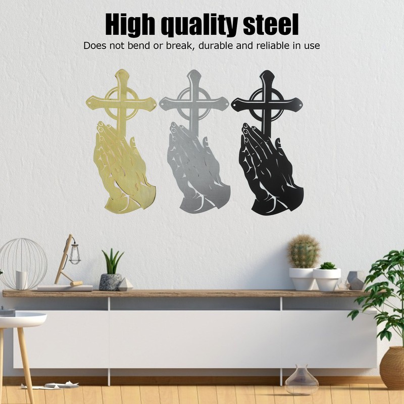 3PCS/Set Peaceful Praying Hands Wall Decor with Religious Cross Garden