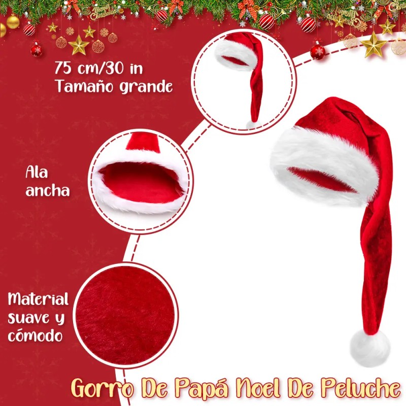 Gorros Navideños Sombreros Extendido Santa Adorno Fiesta 2pz