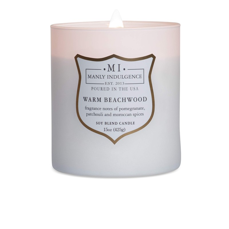 Manly Indulgence Warm Beachwood Scented Jar Candle, Medium, White
