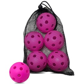 Spunspon Pickleball Balls, 26 Holes Outdoor Pickleballs, High Elasticity & Durable Pickle Balls for All Style Pickleball Paddles Indoor Pickleballs (6 - Pack), Pink
