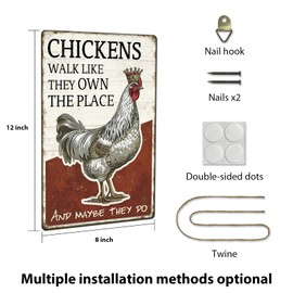 Vintage Chicken Coop Decor Sign, Rustic Farmhouse Metal Wall Art, Funny Retro Tin Plaque,tinsigns, 8x12 Inches tinsign, Humor Gift for Home, Kitchen, Farm, Coop, Country Style