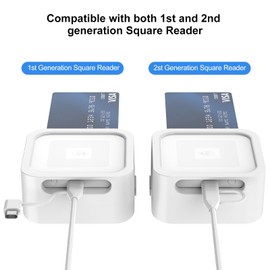 Rounkin Credit Card Dock for Square Reader 1st and 2nd Generation,Beautiful and Compact Case for Square Reader, Support Anti-Sleep Button, One Click to Turn On(Not Include Reader) White