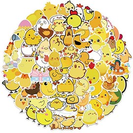 Chicken Stickers 100 PCS Lovely Yellow Chick Animal Vinyl Waterproof Stickers for Laptop Guitar Motorcycle Luggage Water Bottle Scrapbook Travel Case, for Kids Teen (Yellow Chicken)