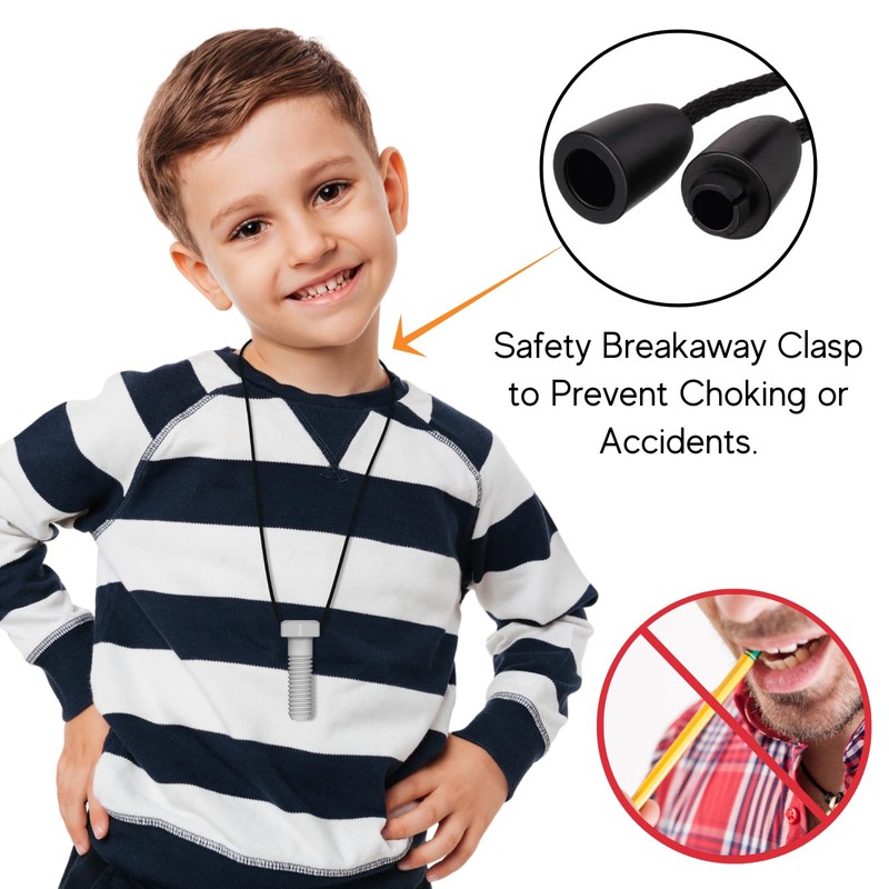 Chewy Necklaces for Sensory Kids, 4 Packs Screw Design Silicone