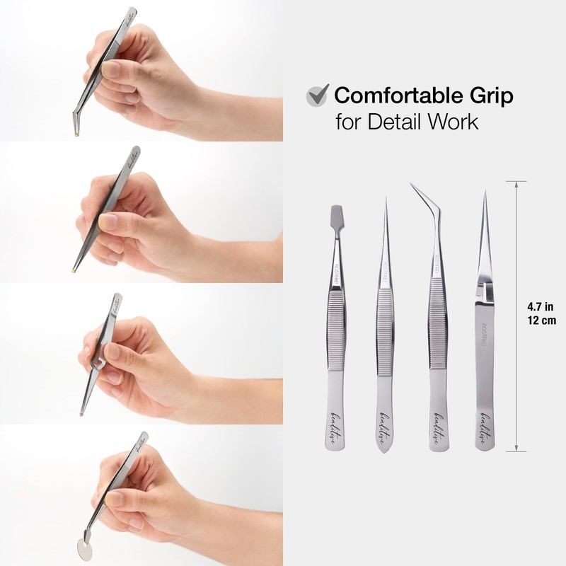 Beaditive Professional Precision Stainless Steel Tweezers Set - Craft Tweezers