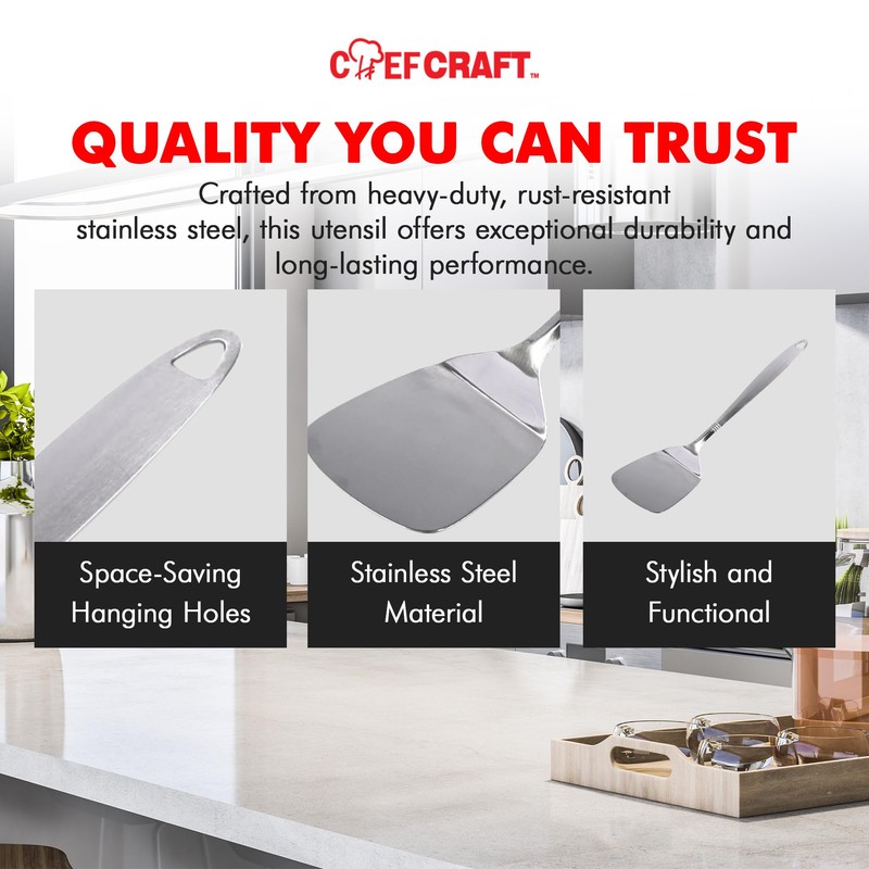 Chef Craft Select Turner/Spatula, 13.5 inch, Stainless Steel