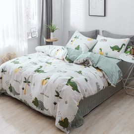 Getiya cartoon bedding set for children, adults, chic bedding set with pillow case, natural cotton duvet cover with cute pattern, zip, bedding set for children
