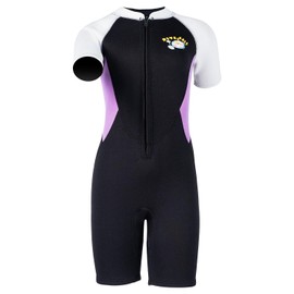 Children's Neoprene Shorty Wetsuit Shorty 2.5 mm Wetsuit Girls Front Closure Warming for Swimming Snorkelling Surfing Diving Black L Size