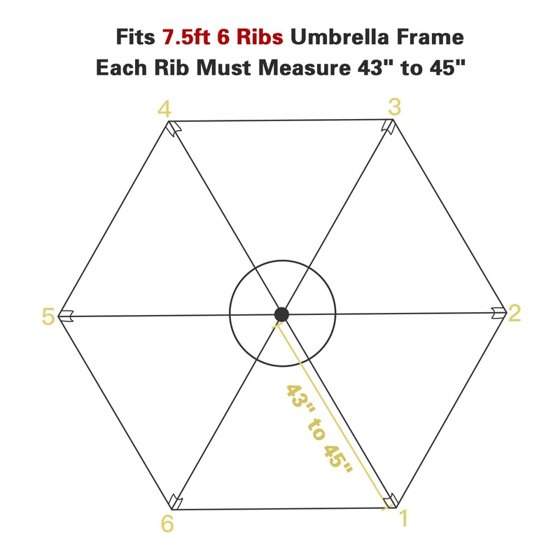 Sunnyglade 7.5Ft 6 Ribs Umbrella Canopy Replacement Patio Top Cover