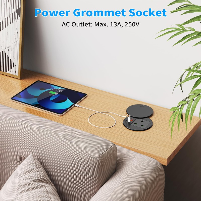 Ohuo Desk Grommet Power Socket USB C PD 35W, Recessed