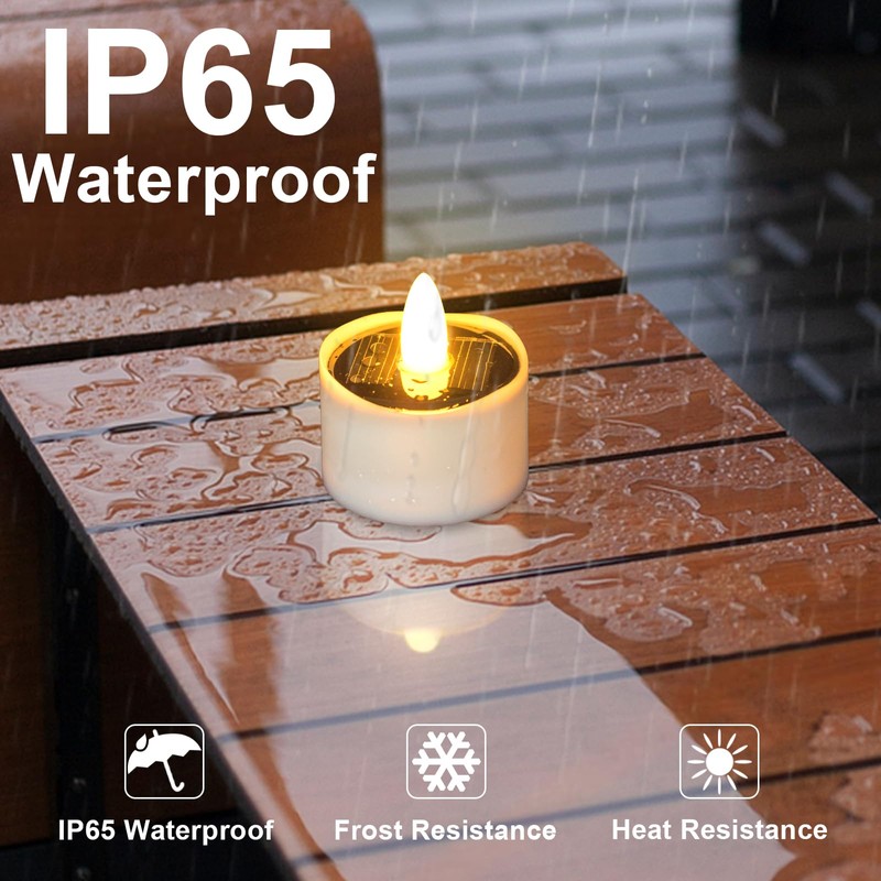 HL Solar Tea Lights, 8PCS Outdoor Waterproof Flameless Candles, Dusk