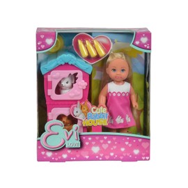 Simba 105733065 - Evi Love Cute Rabbit House, mit zweistöckigem Hasenstall und Hasen, Zubehör, Ankleidepuppe, 12cm, für Kinder ab 3 Jahren