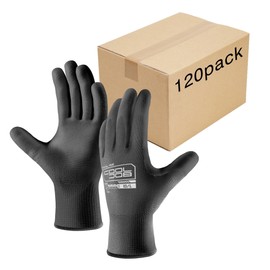 COOLJOB 13 Gauge Safety Work Gloves PU Coated 120 Pairs Large, Ultra-lite Polyurethane Working Gloves with Grip for Men Women, Seamless Knit for Warehouse Driver Worker, Bulk Pack Package, Black