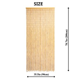 HAJUCRAFT Decorative Bamboo Beaded Curtains for Doorways, Natural Bamboo Door Beads, Ideal Bamboo Curtain for Privacy and Style in Any Room, Easy Installation (with Beads)