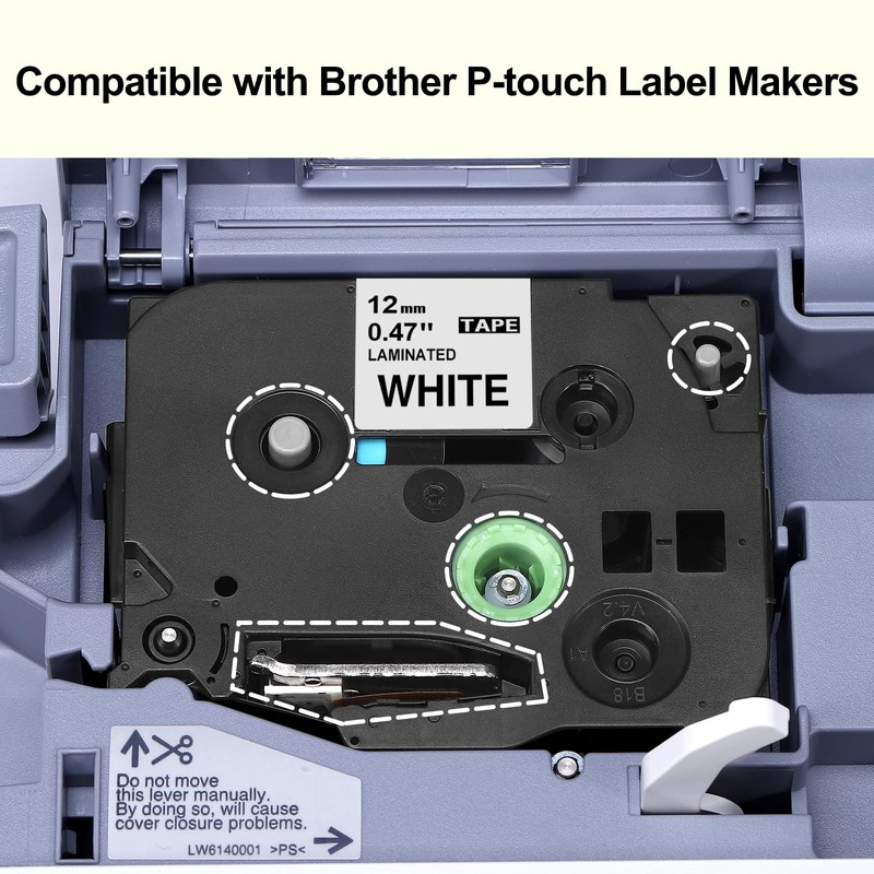 6X Upwinning Aze Label Tape 12mm Compatible with Brother P