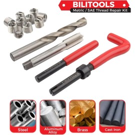 BILITOOLS M8X1.25 Thread Repair Kit, HSS Drill Helicoil Repair Kit Metric