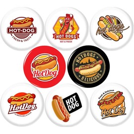 Generic Hot Dogs x 8 NEW 1"" inch (25mm) pins buttons badge …