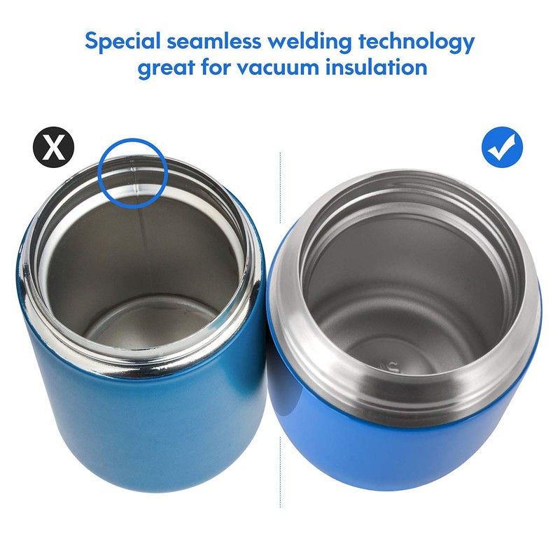 WayEee Food Flask, Stainless Steel King Food Jar with Folding