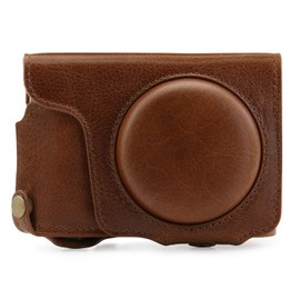 MegaGear Ever Ready Genuine Leather Camera Case with Carry Strap Compatible with Panasonic Lumix DMC-TZ100, DC-TZ200