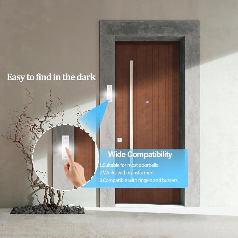 etoper Wired Doorbell Button Lighted,Replacement Door Bell Push Buttons LED