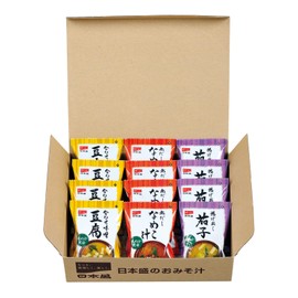 Nihonsheng Rice Bran with Miso Soup, 12 Foods, 3 Types, Freeze Dried, Matched Miso, Red Soup, Tofu, Nameko