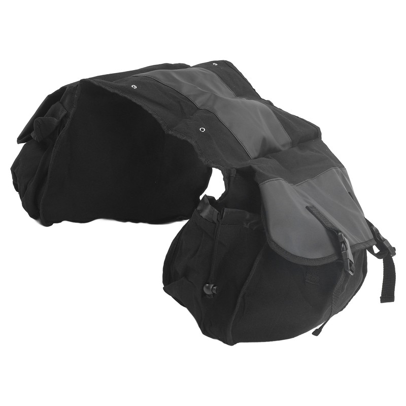 Bicycle Rear Seat Bag Black Large Capacity Canvas Waterproof Elastic