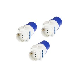 POLYPOOL - PP0642.3 Triple Industrial Adapter with Connector IEC309, 2 Two-Pole Civil Sockets and Schuko Socket - Kit with 3 Adapters