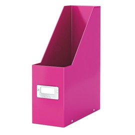 Leitz Magazine File Holder, A4, Cardboard Document Storage Box with Label, Foldable, for Home, Office & School, Click and Store Range 60470023 - Pink
